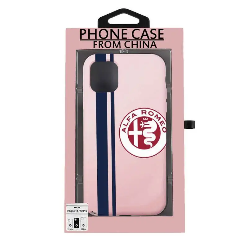 

Italy Alfa Car DIY Phone Case For Iphone6 6s 7 8 Plus XR X XS XSmax 11 12 Pro Mini Max Candy Pink Silicone Cover
