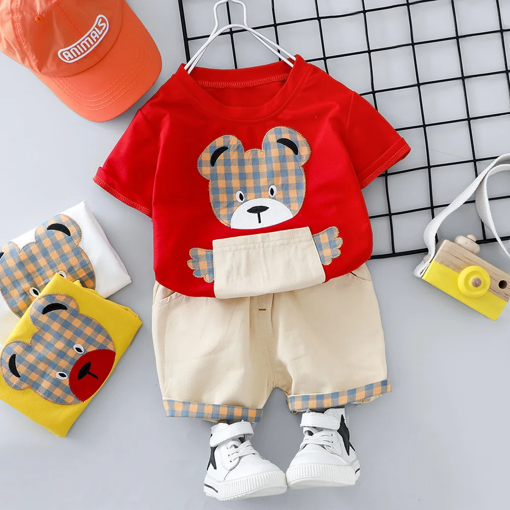 Летняя одежда для маленьких мальчиков комплекты одежды мультяшная детская