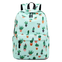 new school bags for teenage girls backpack women waterproof cute green cactus printing book bag female school bagpack schoolbag