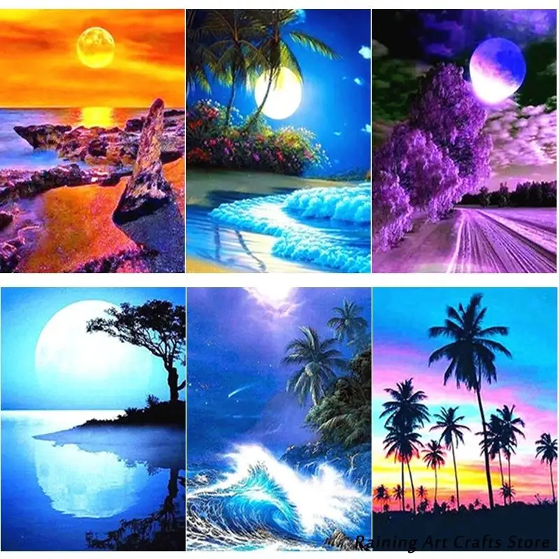 

Sale 5D Diy Diamond Painting Natural Scenery Embroidery Full Square Round Drill Cross Stitch Kits Mosaic Pictures Home Decor