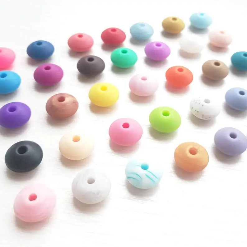

Summer Green Saucer Beads Silicone 12mm Bulk BPA free Baby Pacifier Beads Baby Teething Beads BX48
