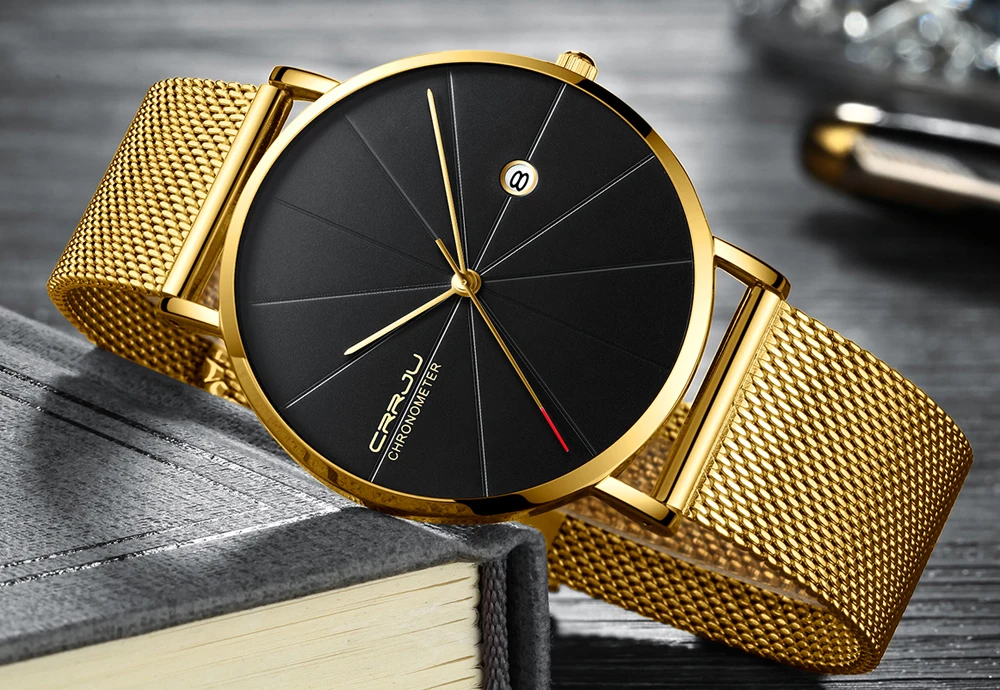 CRRJU роскошные часы Брендовые Часы мужские модные повседневные кварцевые Ультра