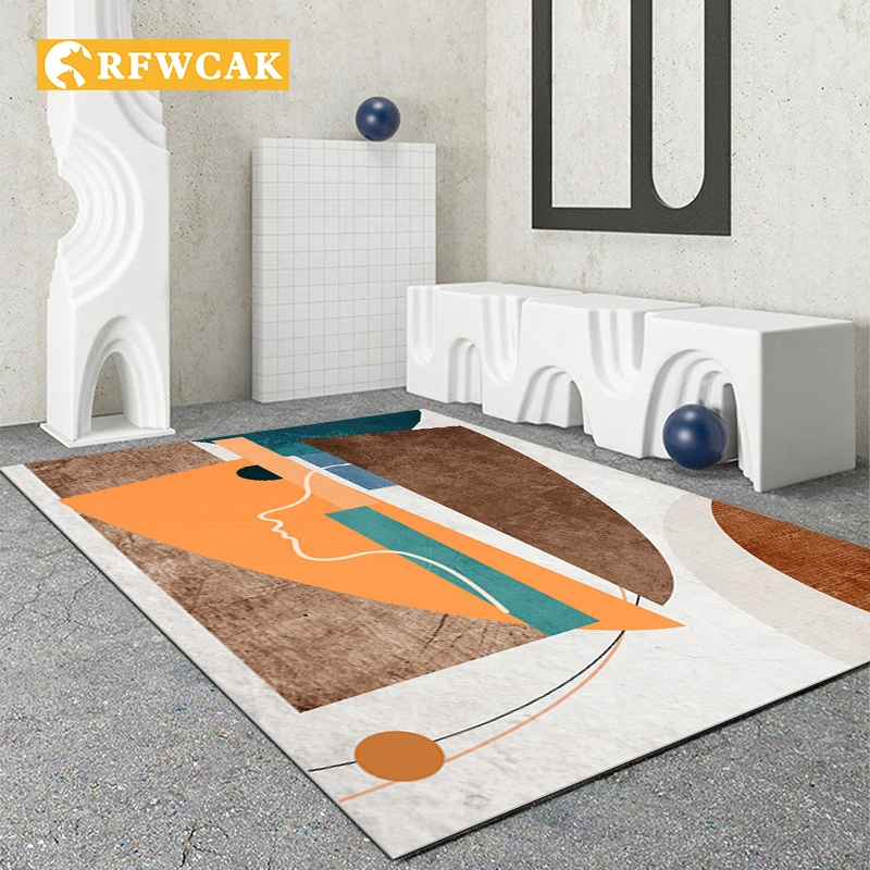 

RFWCAKHome Decoration Geometric Abstract Bedroom Living Room Carpet Modern Porch Sofa Non-slip Floor Mats Crawling Tatami Carpet