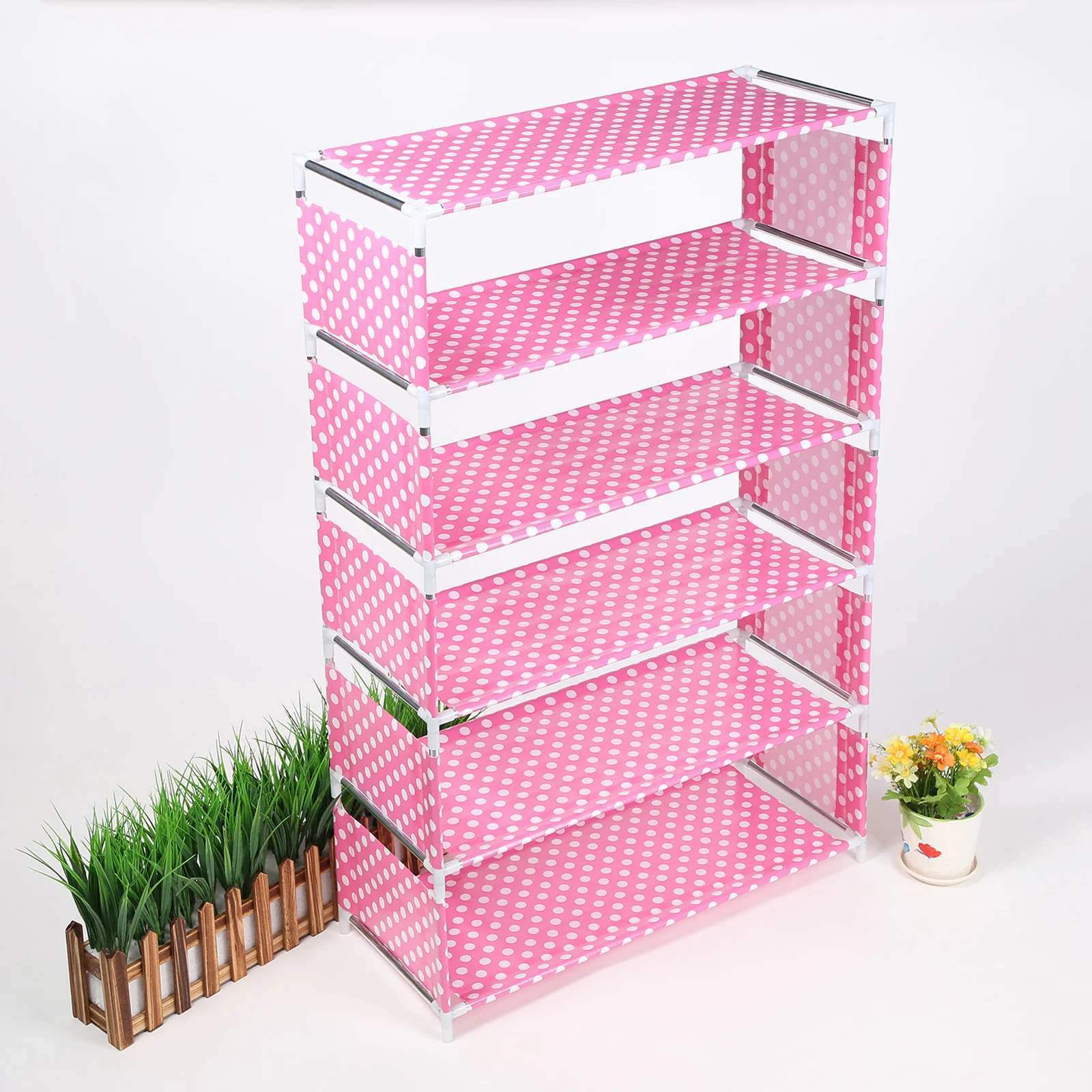 Pink 6 Layers 3/4/5/6 слоев Нетканая обувная стойка ткань пыле шкаф Органайзер легко установить держатель сделай сам Складная подставка для обуви Полка - Цвет: Pink 6 Layers
