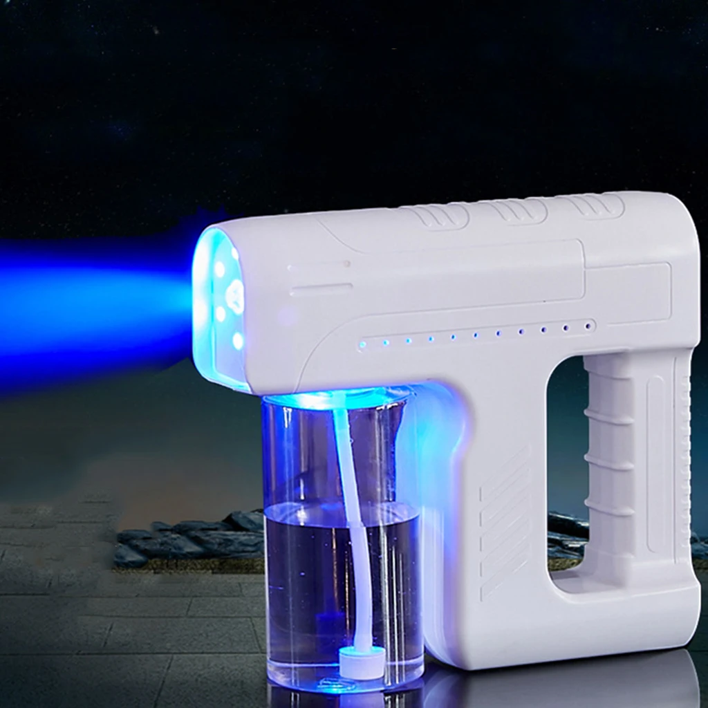 

Cordless Gun Disinfectant Sprayer Handheld Blue-ray Nano Mist Sterilization Nebulizers Long Spray Distance Sanitizing Sprayer