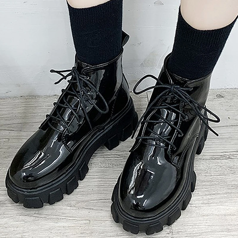 

Ankle Boots Women 2021 Winter High Platform Woman Leather Shoes Ladies High Heeled Boot Goth Y2K Style Motorcycle Bootie