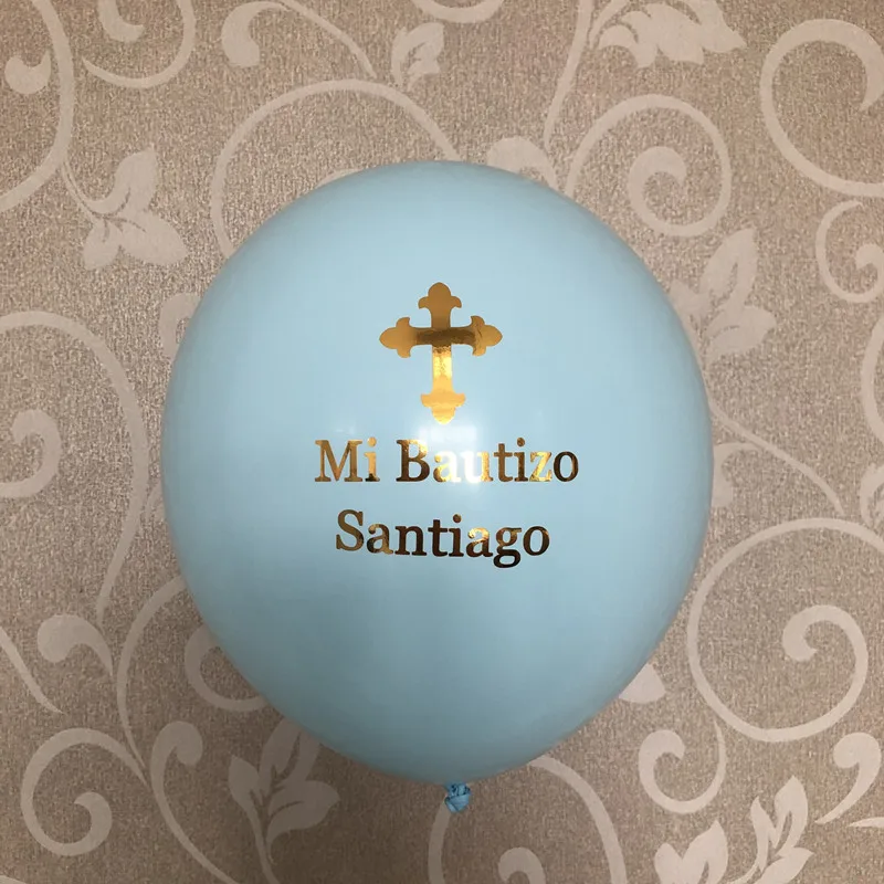 Baby Blue 6 мои виниловые наклейки для крещения, воздушные шары Mi Bautizo, вечерние украшения, сувениры - Цвет: Baby Blue