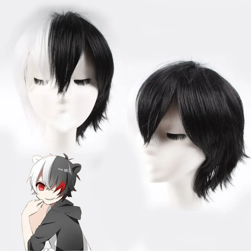 

Danganronpa: Trigger Happy Havoc Costume Cosplay Wigs Monokuma Wig Half black half white Hair Accessories High Quality