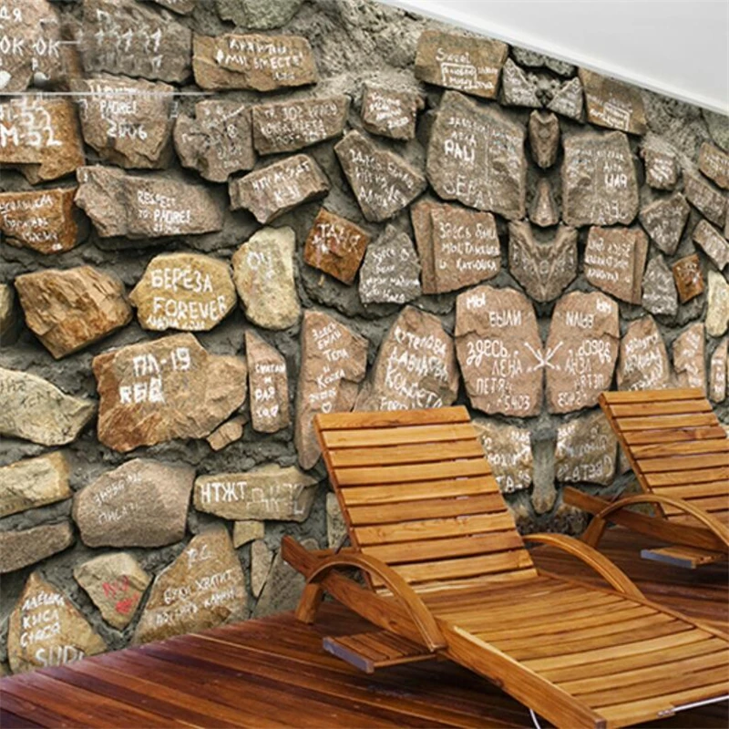 Обои 3D с имитацией камня кирпичной тематикой для кофе ресторана | Строительство и