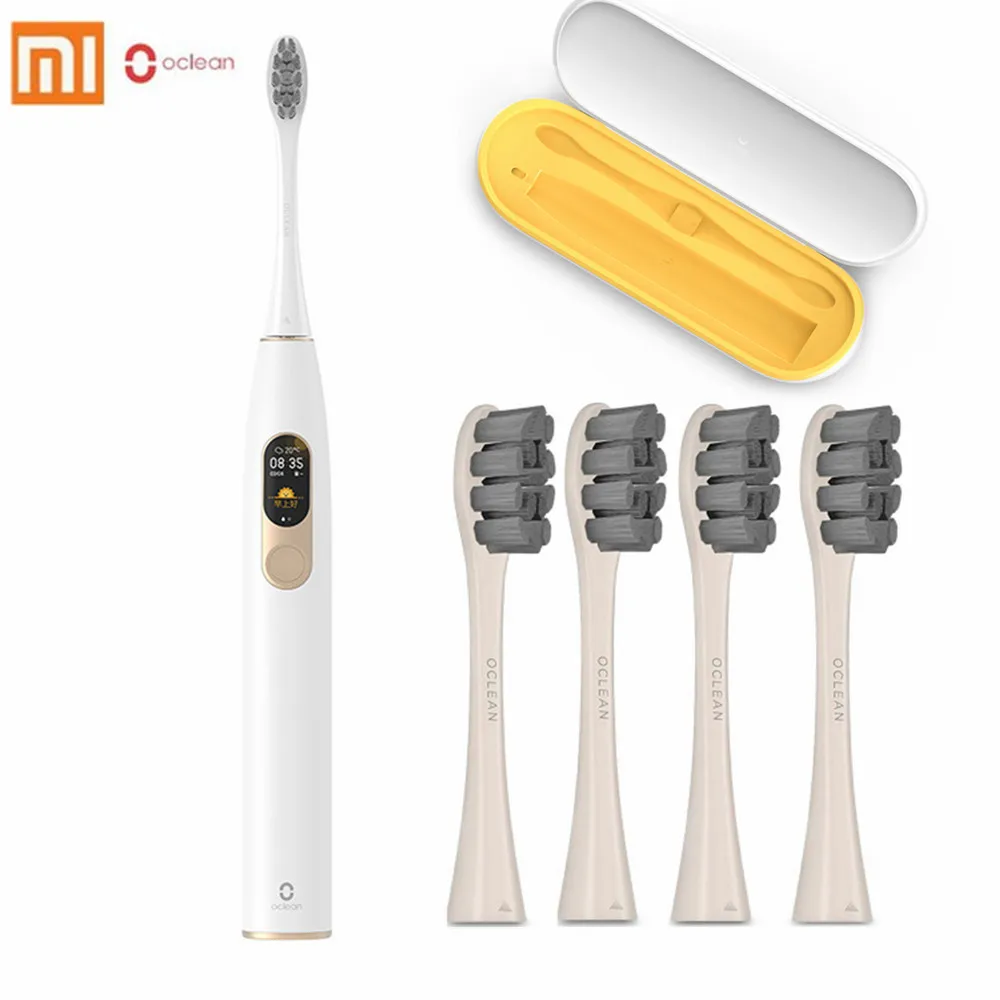 Set with 4 gray head Oclean X sonic электрическая зубная щетка+ 8 шт. головок обновленная Водонепроницаемая ультра звуковая Oclean X зубная щетка USB перезаряжаемая - Цвет: Set with 4 gray head