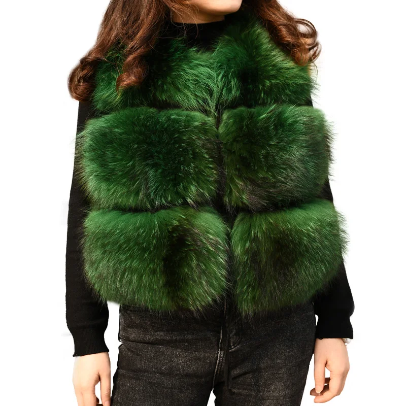 

Women Real Raccoon Fur Vest Winter Thick Warm Hot Fashion Natural Fur Gilet Ladies Fur Waistcoat
