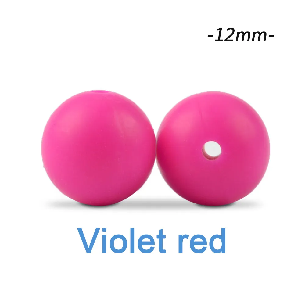 violet red Силиконовые бусины LOFCA, 12 мм, 200 шт, детские силиконовые бусины для прорезывания зубов, Пищевая силиконовая детская соска, ожерелье, подвеска, изготовление продукта - Цвет: violet red