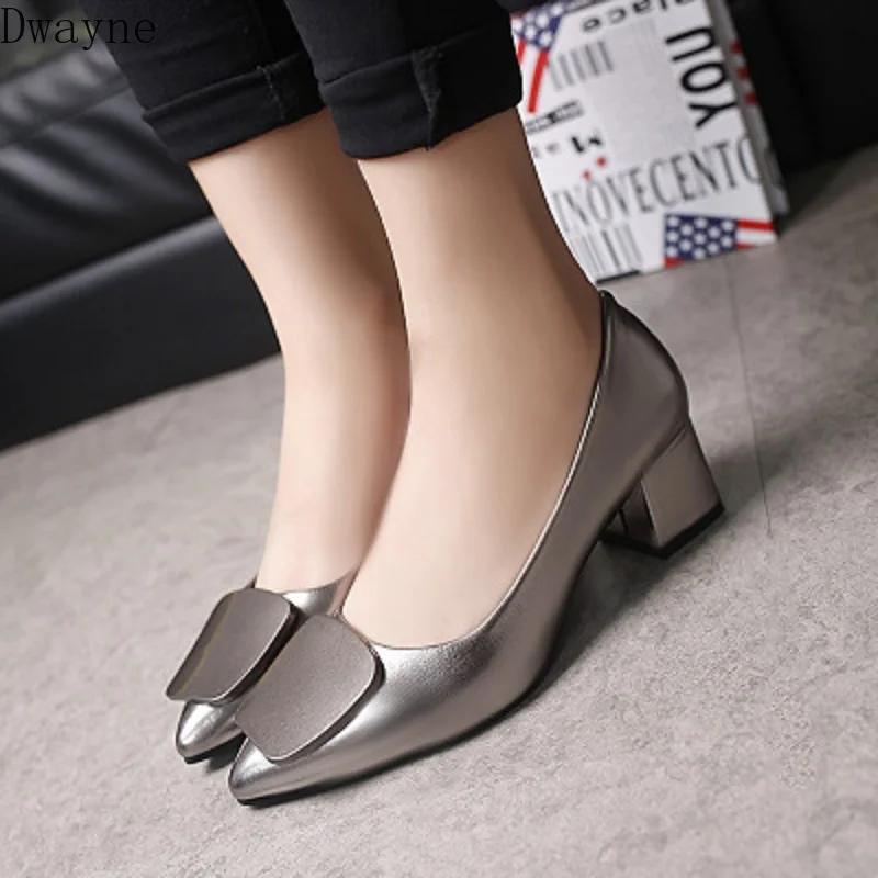 

Single shoes female 2019 spring new versatile high heels thick with shallow mouth pointed comfortable work shoe