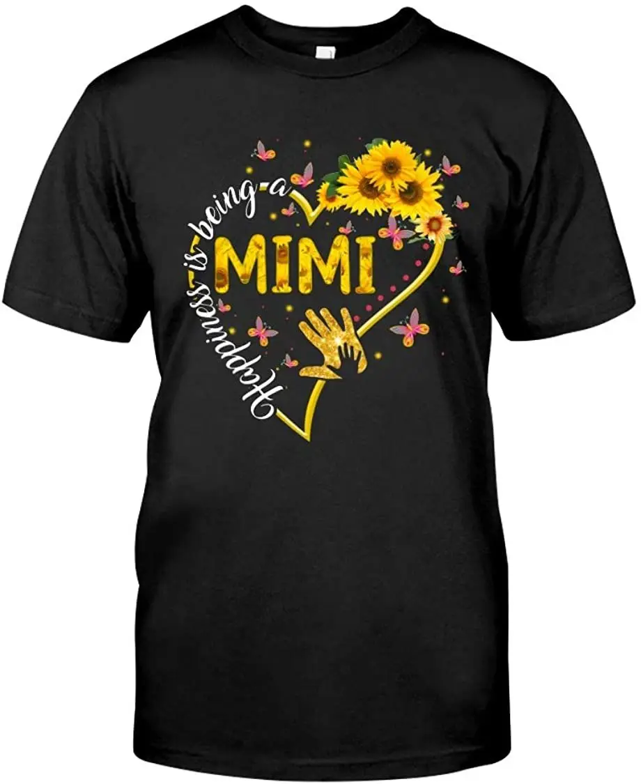 

Happiness Is Being A Mimi Sunflower Butterfly Unisex Shirt For Women Men Breathable All Cotton Short Sleeve T-Shirt