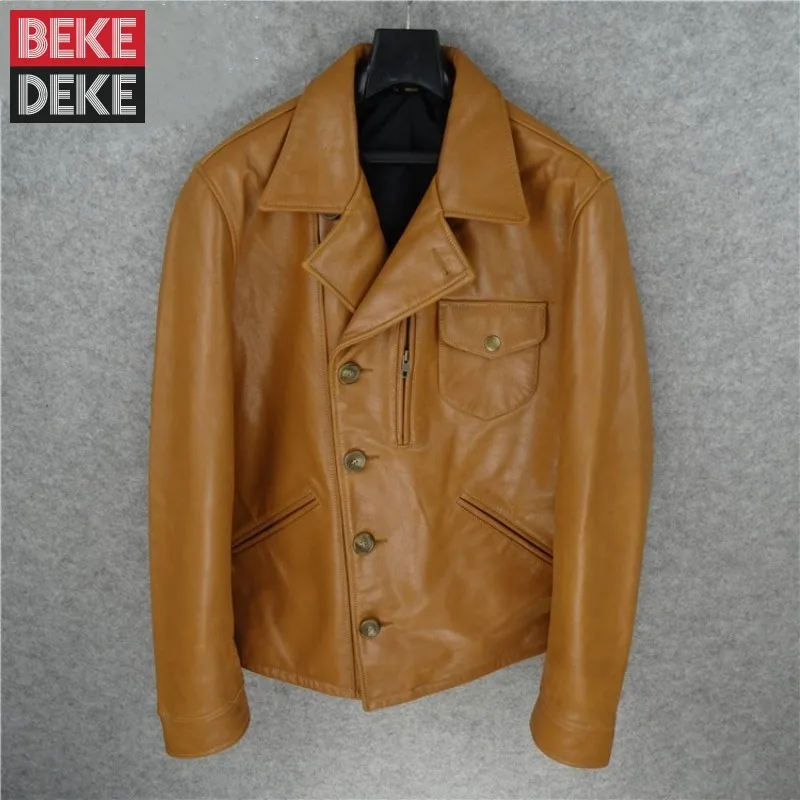 

Genuine Leather Mens Jacket Luxury Brand Punk Slim Fit Motorcycle Jacket Autumn Winter Black Tops Coats Male Jaqueta Masculina