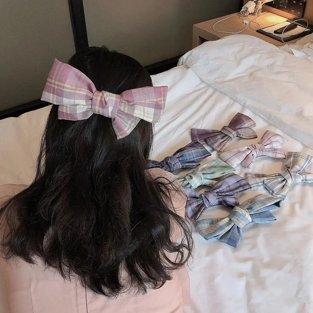 Женская заколка для волос в клетку с бантом| |