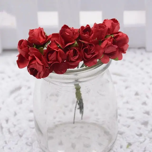 

Новые декоративные цветы, 12 шт./лот, 1,5 см, миниатюрные бумажные розы для скрапбукинга, аксессуары для украшения свадебвечерние НКИ