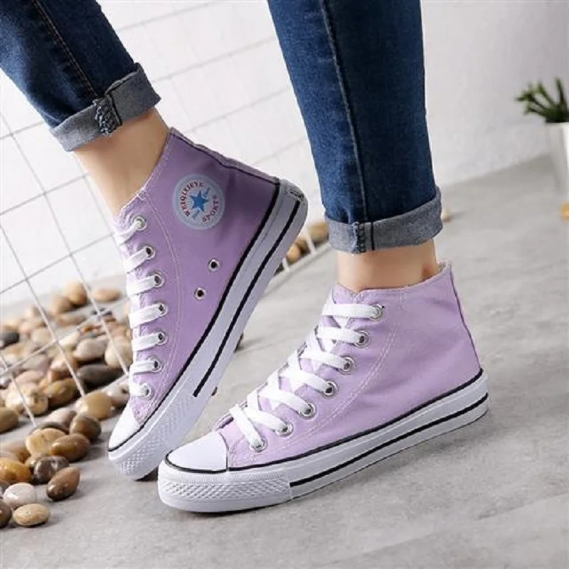 

Canvas Sneakers Women Casual Vulcanized Shoes High Top Flats Rainbow Student Light Breathable Tennis Sports Lovers Travel Shoes