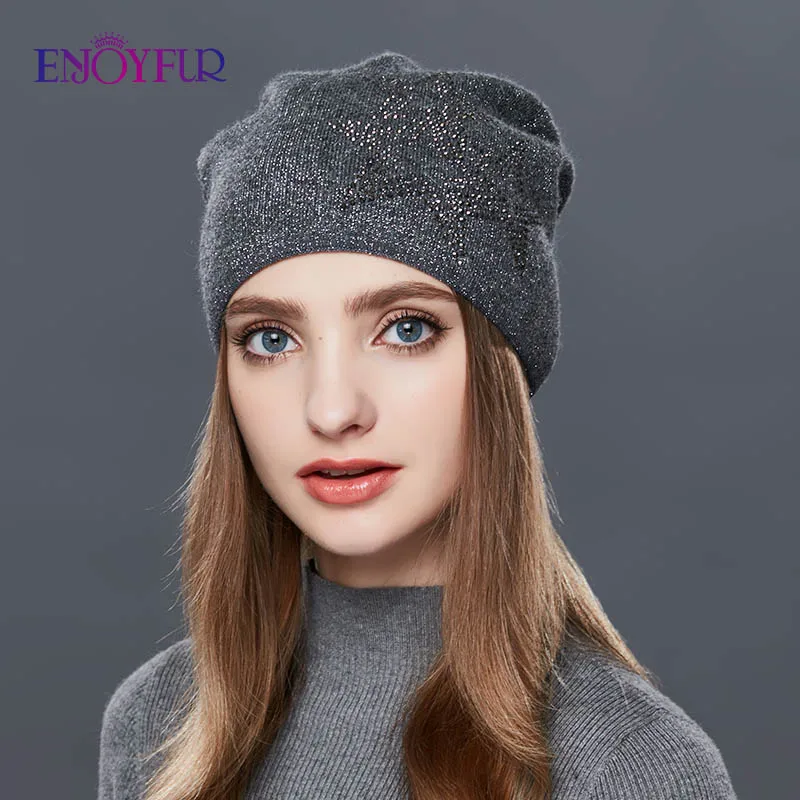 Женская мешковатая шапка ENJOYFUR, теплая плотная шерстяная вязаная шапка с дизайном Гравити Фолз, для зимы