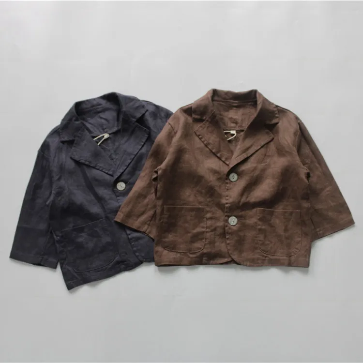 

Детский осенний костюм из конопли, куртка свободного покроя с открытыми плечами, в Корейском стиле