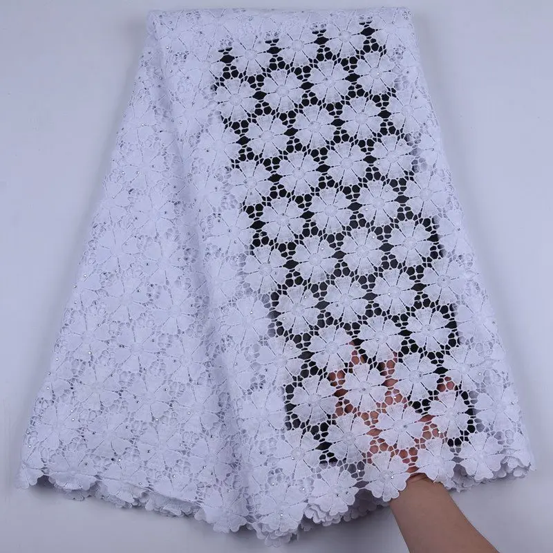 Чистая белая африканская кружевная ткань 2019 высокого качества нигерийские гипюр