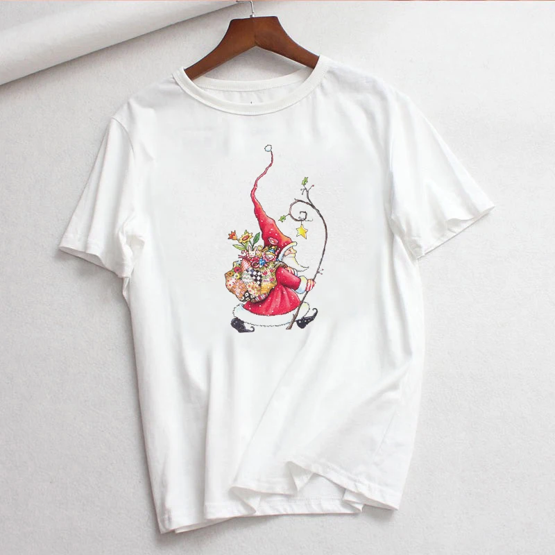 Футболка LUSLOS с Санта Клаусом женская футболка коротким рукавом повседневная