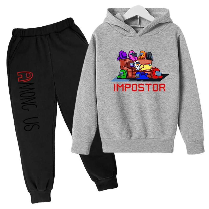 

AMONG US 2021 new children's sports suit kids clothes kids boys girls cartoon print shirt pants suit