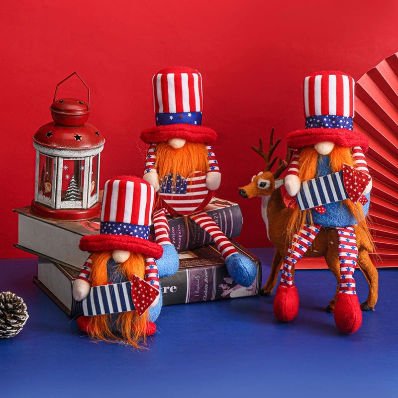 

Independence Day Gnome Heart Patriotic Veterans Day Nisse Tomte American President Election Decor 4th of July Gift