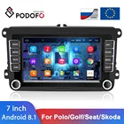 Автомагнитола Podofo, мультимедийная система с GPS Навигатором, под управлением Android 8,1, для VWVolkswagenGolfPoloTiguanPassatb7b6leonSkodaOctavia, типоразмер 2 din