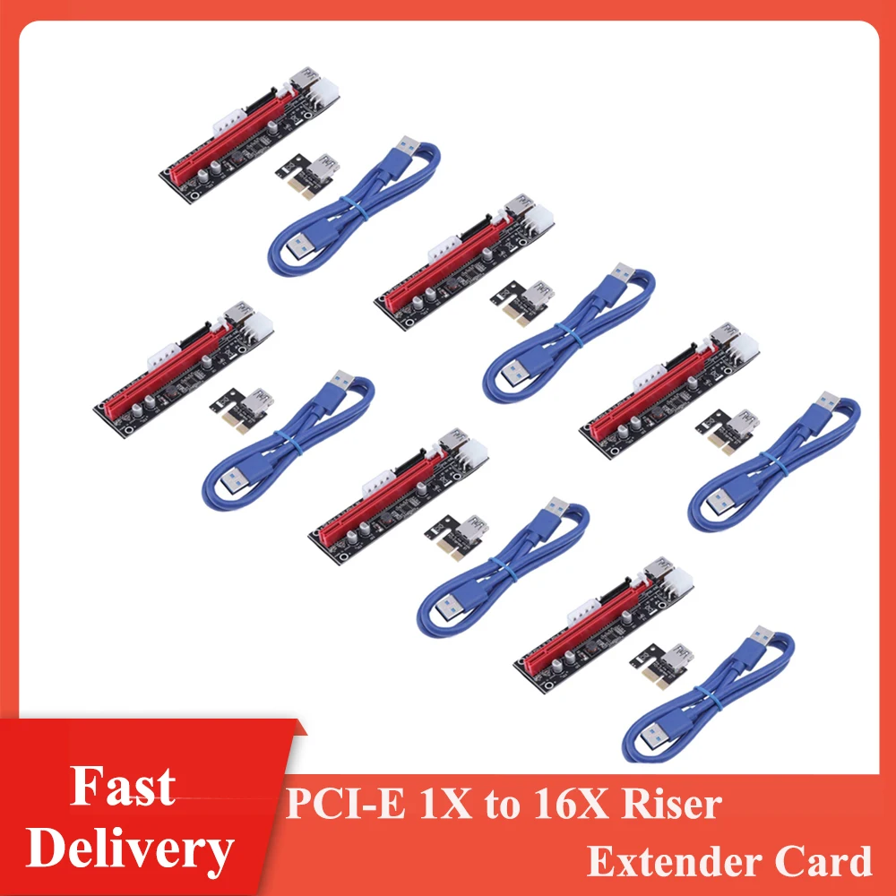 

PCI-E 1X to 16X Riser Extender Card SATA 15PIN 4Pin 6Pin Power PCI Express Adapter for External Graphics Card BTC Miner Mining