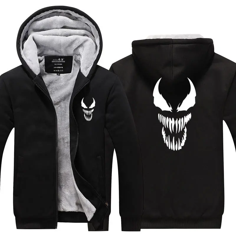 

Новинка 2021, толстовка с капюшоном Venom, утепленная Спортивная одежда на молнии, куртка на весну-осень и зиму, одежда для косплея, европейский р...