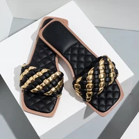 new summer women slippers slip on slides square toe casual shoes woman bling high quality ladies hot fashion sandals 2021