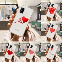 cartoon cute love heart red phone case transparent for samsung s a m j 21 20 50 30 60 5 7 51 71 90 11 10 j710 e p plus prime 5g