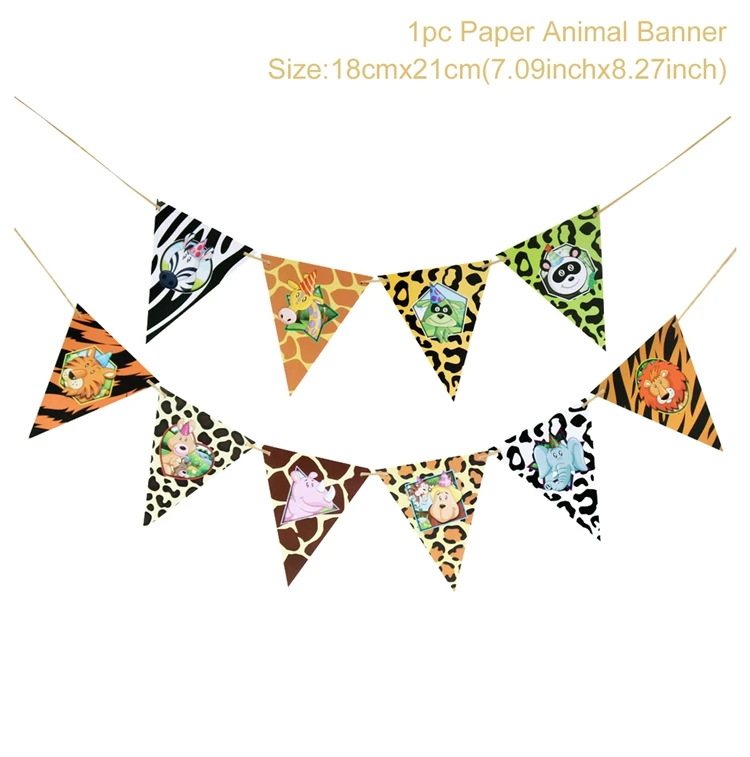 Animal Banner HUIRAN джунгли принадлежности для животных Посуда С Днем Рождения Декор дети Джунгли Тема вечерние для вечеринки в стиле сафари декор для мальчиков - Цвет: Animal Banner