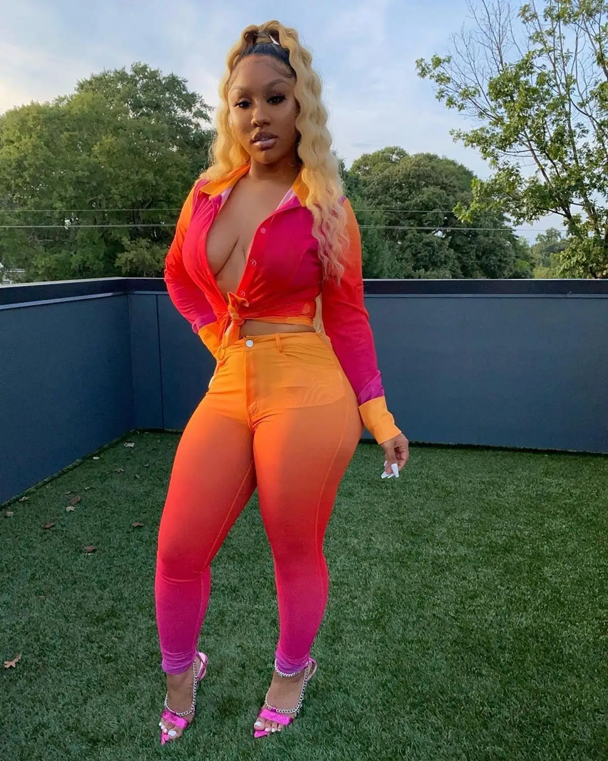 Осенняя блузка с принтом в виде галстука и брюки карандаш комплект из двух