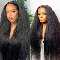kinky straight 13x4 lace front human hair wig yaki glueless frontal brazilian virgin pre plucked 4x4 closure for black women