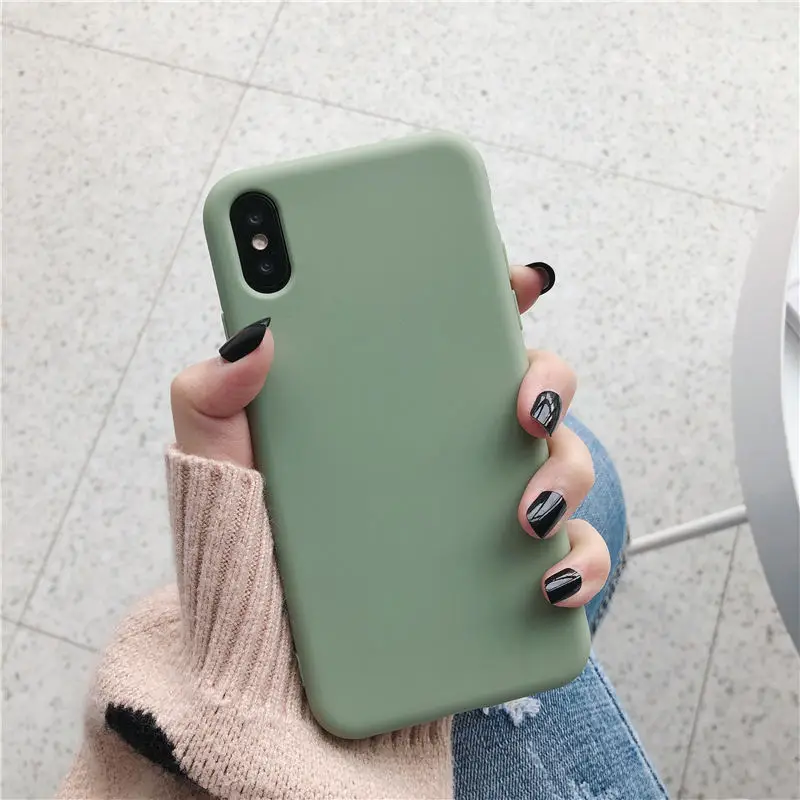 NEW Solid Color Silicone Couples Cases For iphone XR X XS Max 6 6S 7 8 Plus Cute Candy Soft Simple Fashion Phone Case |