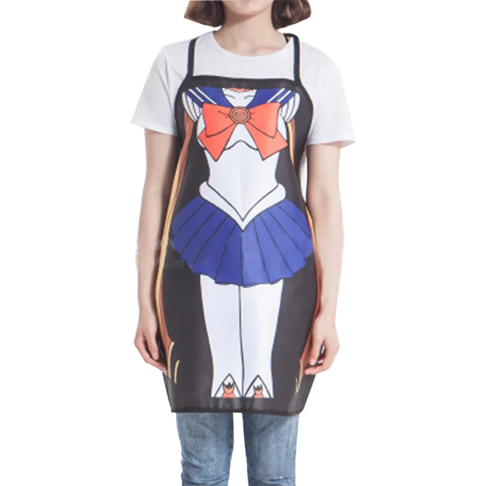 

Funny Sexy Aprons For Woman Man Sailor Moon Printed Waterproof Kitchen Apron