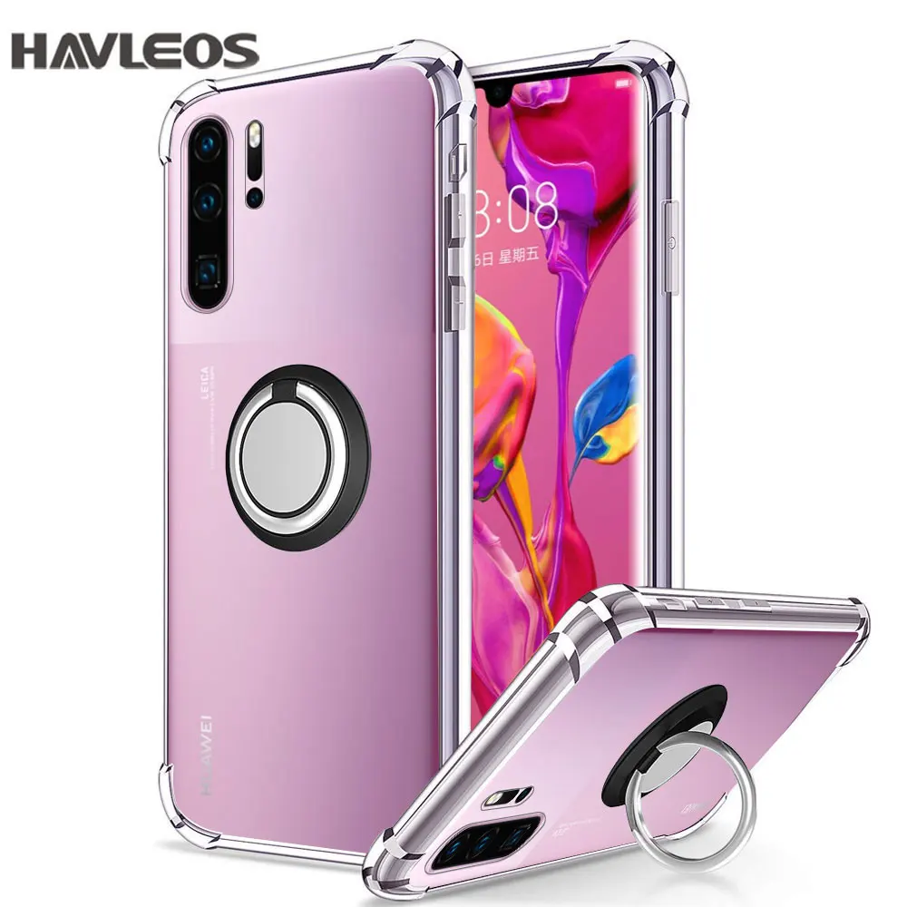 Противоударный прозрачный Магнитный чехол для Huawei Y6 Y7 Prime 2019 P30 Lite Pro с кольцом