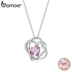 Bamoer подлинное тройное сердце в форме розового циркония Ожерелье для любви женское свадебное обручальное ювелирное изделие подарок для девушки BSN221