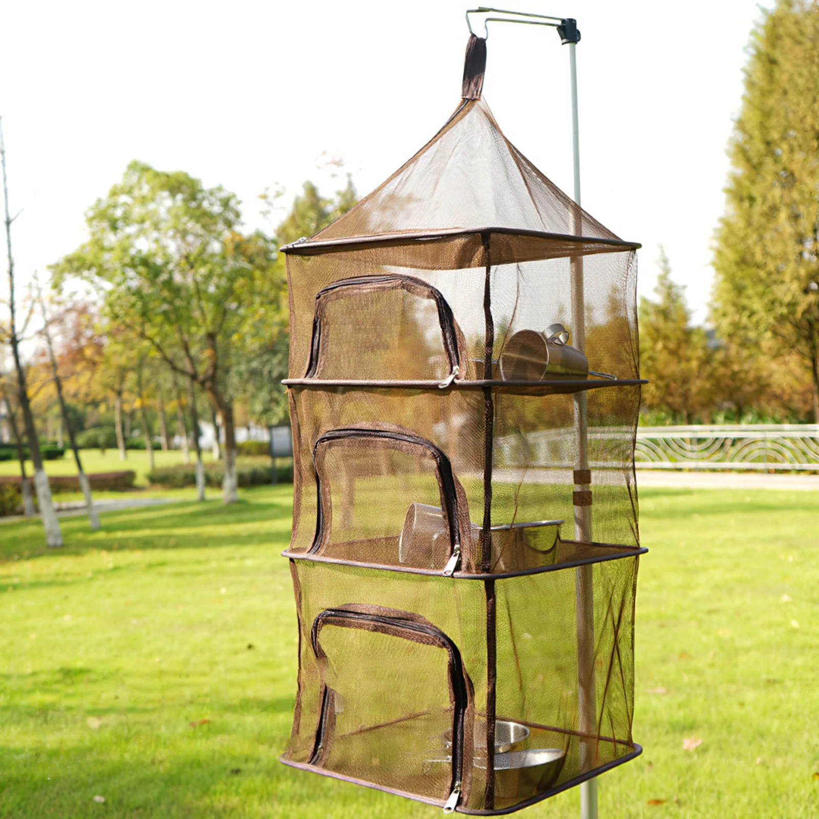 

Outdoor Folding Sun Net Anti-fly Cage Fish Cage Bag For Herbs Flowers Drying Vegetable Net Accessories Camping Storage Basket