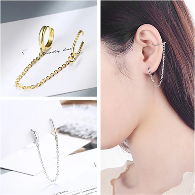 Серьги клипсы Shamir для мужчин и женщин в стиле панк на цепочке клипсе удаления