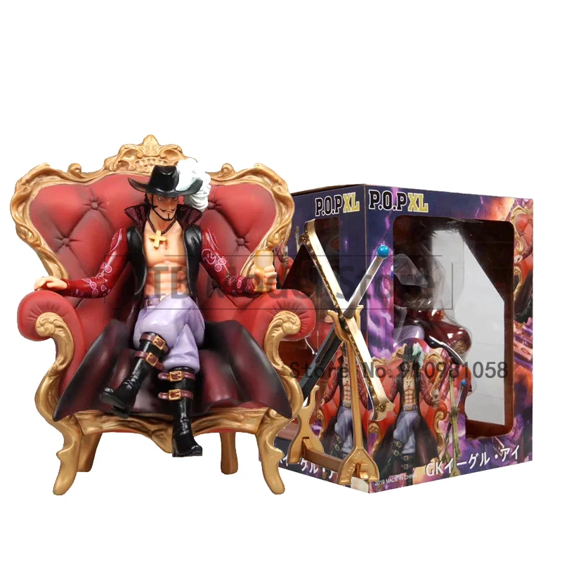 

One Piece Anime Action Figure Model Dracule Mihawk Qiwuhai Sofa Throne Boxed Handmade 23CM Statue Ornament Toy Collectible Figma