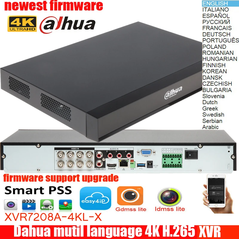 Оригинал Dahua XVR7208A 4KL X XVR7216A пятиядерный ГП брод 4K цифровой видео Регистраторы H.265