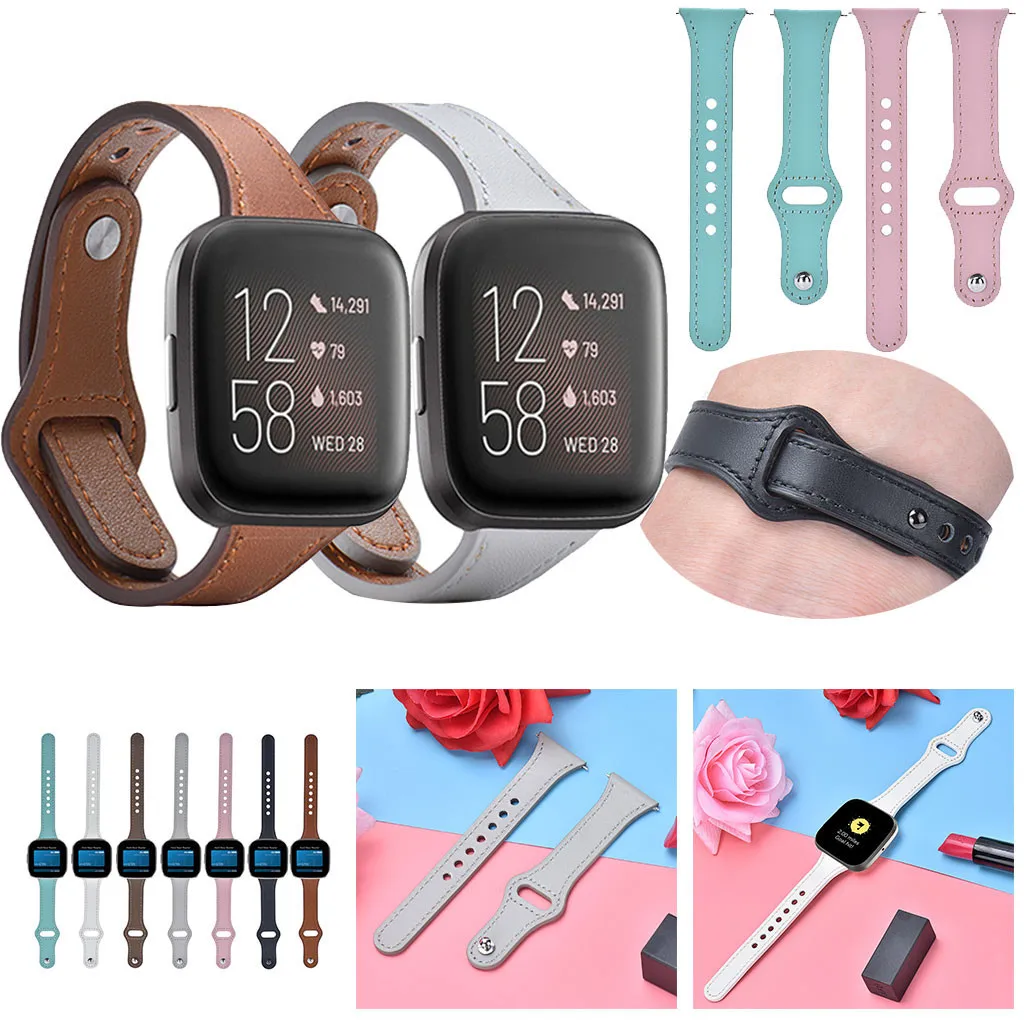 Замена роскошный кожаный ремешок для Fitbit Versa 2 Смарт часы замена на