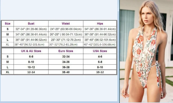 

Women Floral Swimsuit Bikini Hollow-out Bandage Sleeveless Neck-Hanging High Waist Beachwear One-Piece Suits