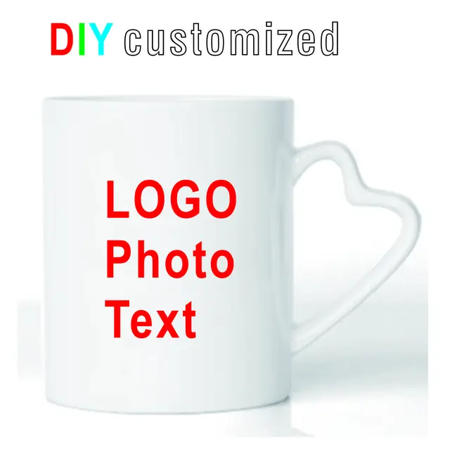 DIY Customized 350ML 12oz Ceramic Mug Heart Handle Type Personalized Print Picture Photo LOGO Text 2