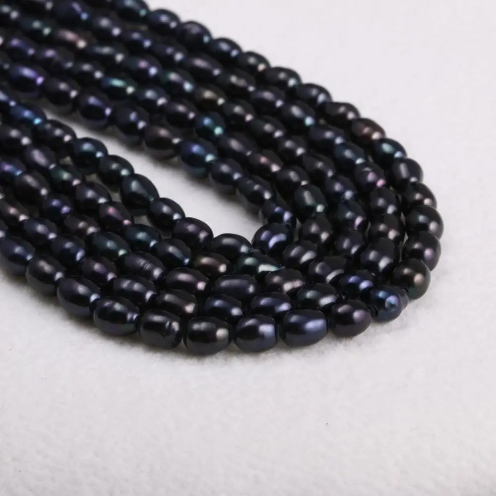 

Natural Freshwater Pearls Bead 3-4mm Black Rice Shape Punch Pearl Beads Charms Jewelry Making DIY Bracelet Necklace Crafts