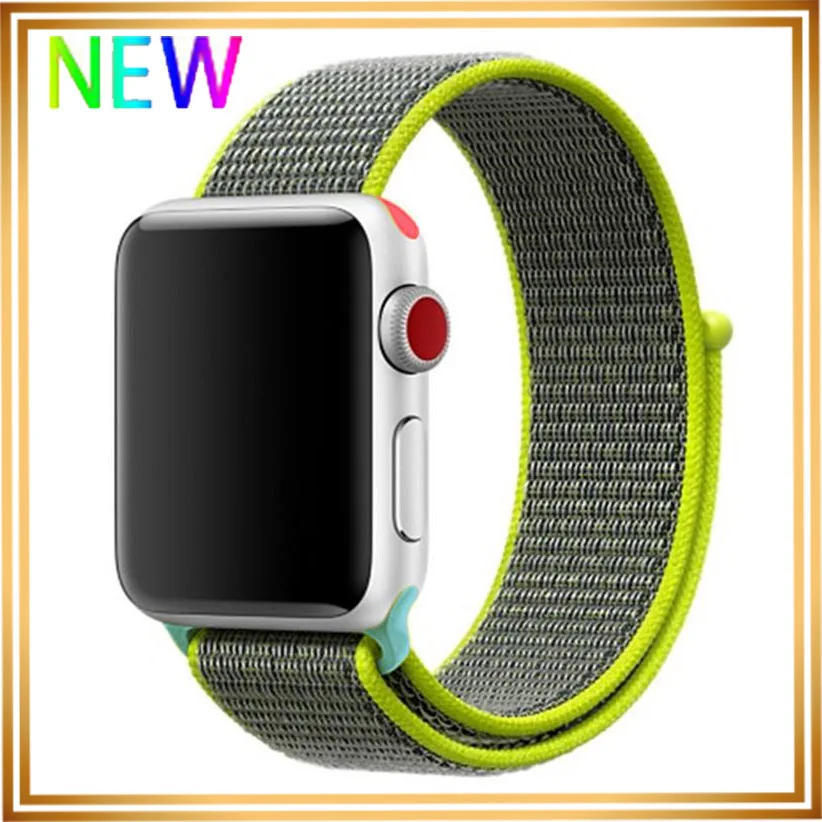 Нейлоновый ремешок для apple watch 5 4 полосным 44 мм/40 мм в едином положении во время занятий легкой атлетикой, apple watch 42mm 38 мм и нержавеющая сталь металлический корпус наручных часов iwatch серии 5/4/3/2 разноцветный коннектор ремешок для часов - Цвет ремешка: Flash yellow 1 hit