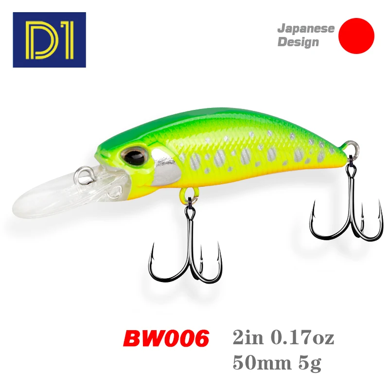 

D1 Mini Minnow Fishing Lures Sinking Hard Bait Slow Jerkbait LIP Wobbler 50mm 5g Trolling River For Pike Trout Bass Fish Tackle